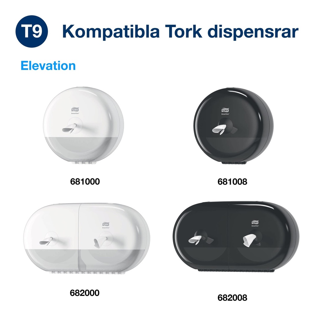 Toalettpapper SmartOne Mini Advanced Tork T9 Vit
