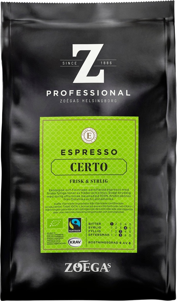 Kaffe Zoégas Espresso Certo Hela Bönor Eko 500 g