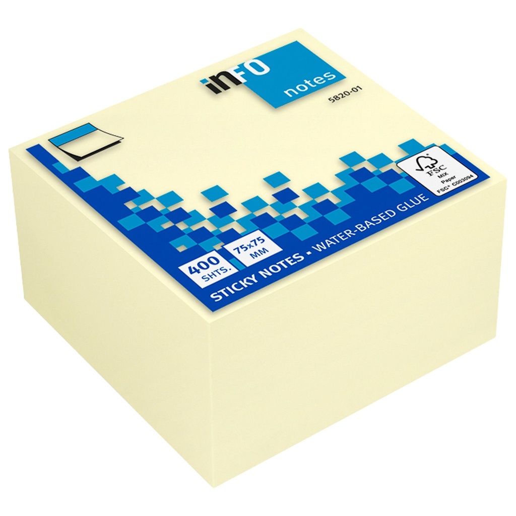 Notiskub Info 75x75 mm 400 blad gul