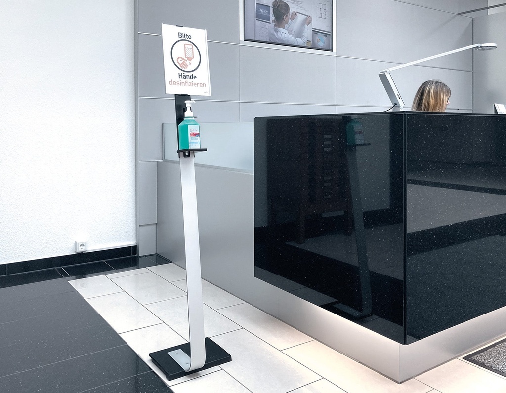 Hygienstation Golvställ handsprit skylt justerbar Durable