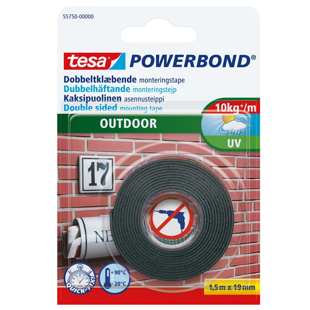Monteringstejp dubbelhäftande Powerbond Outdoor 19 mm x 1,5 m