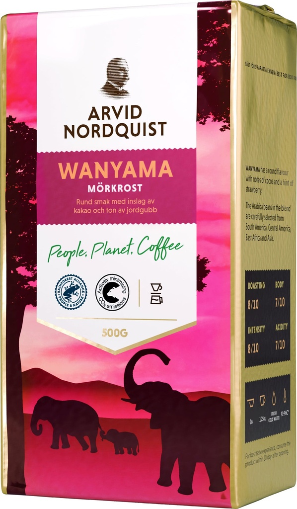 Kaffe Wanyama Malet Mörkrost 500 g