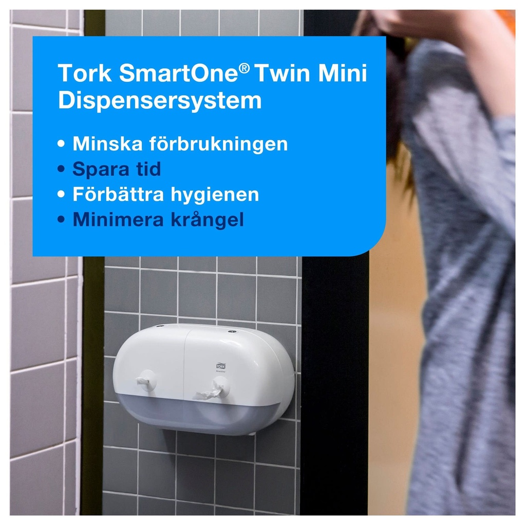 Dispenser Toalettpapper SmartOne MiniTwin Tork T9 Vit