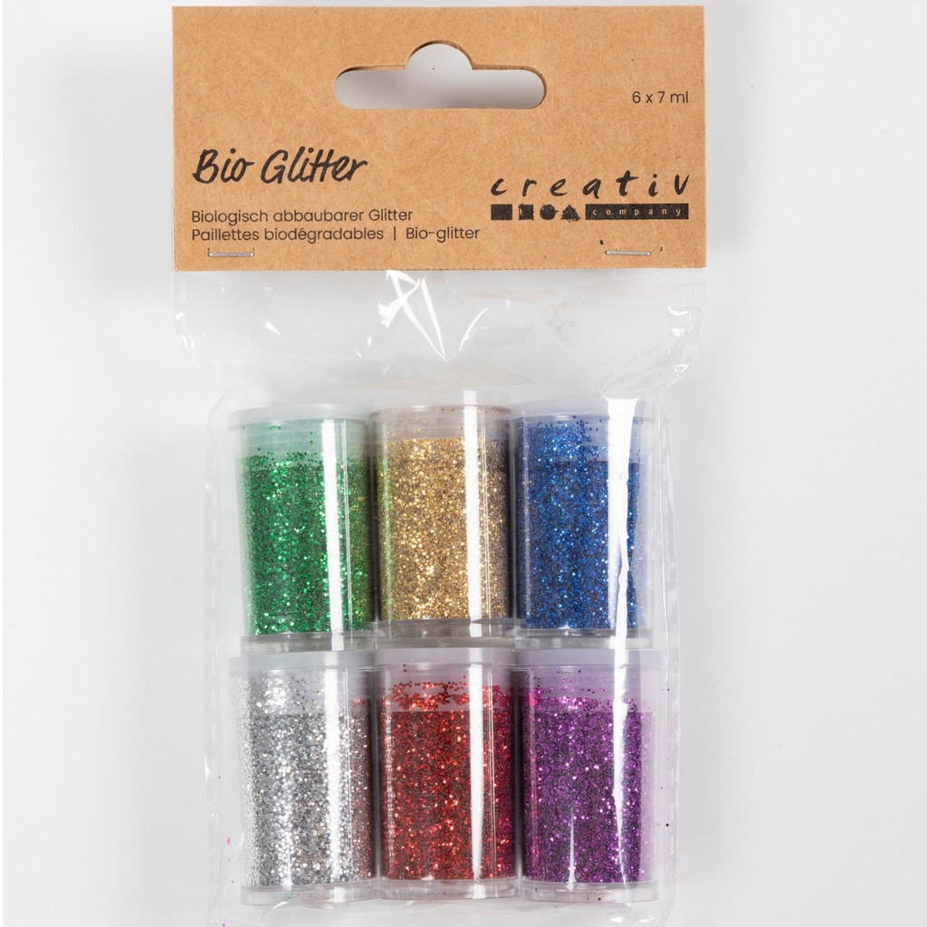 Glitter Bio mixade färger 6x7ml