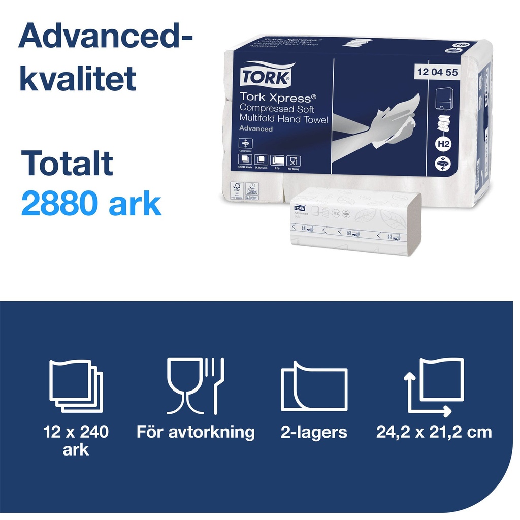 Handduk H2 Z Advanced komprimerad 212x242 mm 2880/fp