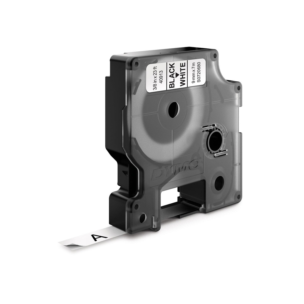 Märkband Dymo D1 9 mm svart/vit