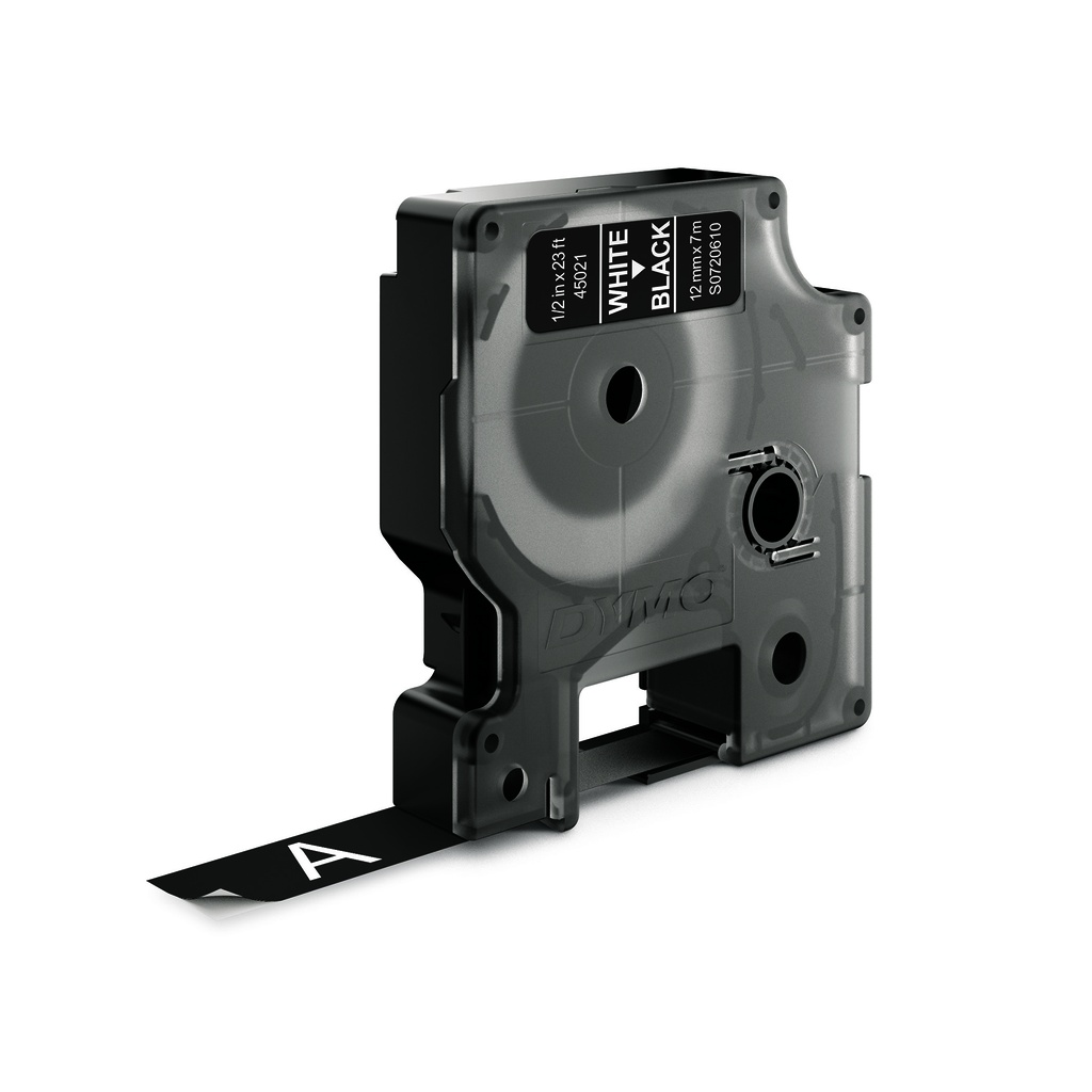 Märkband Dymo D1 vit/sva  12mm