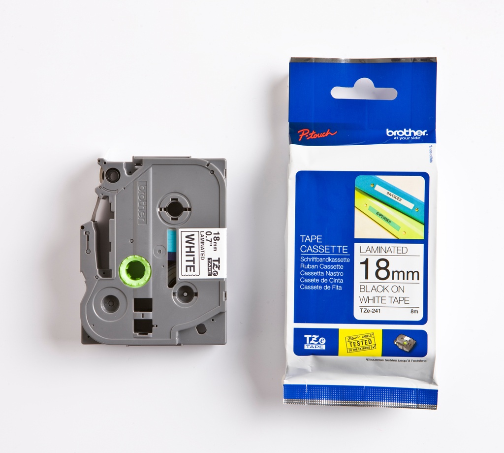 Märkband TZe241 18mm   sva/vit