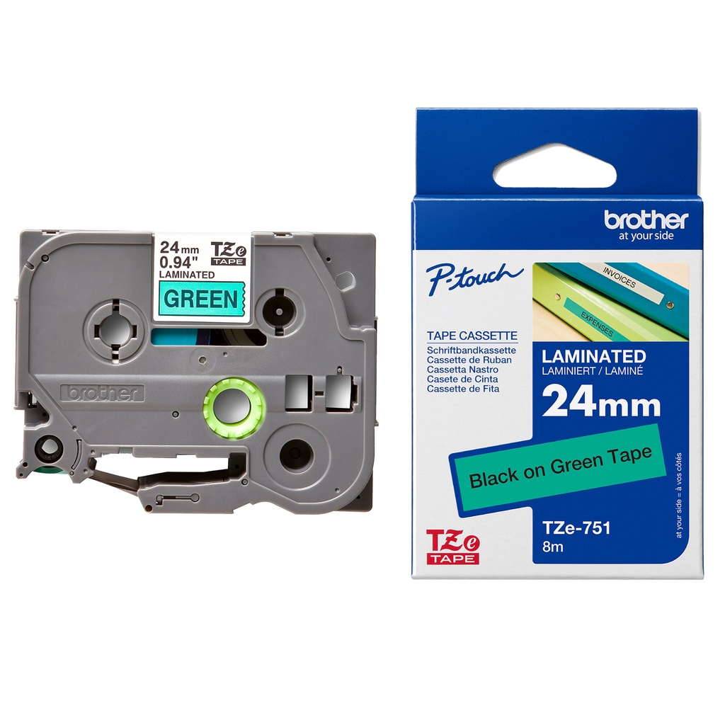 Märkband TZe751 24mm sv/grön