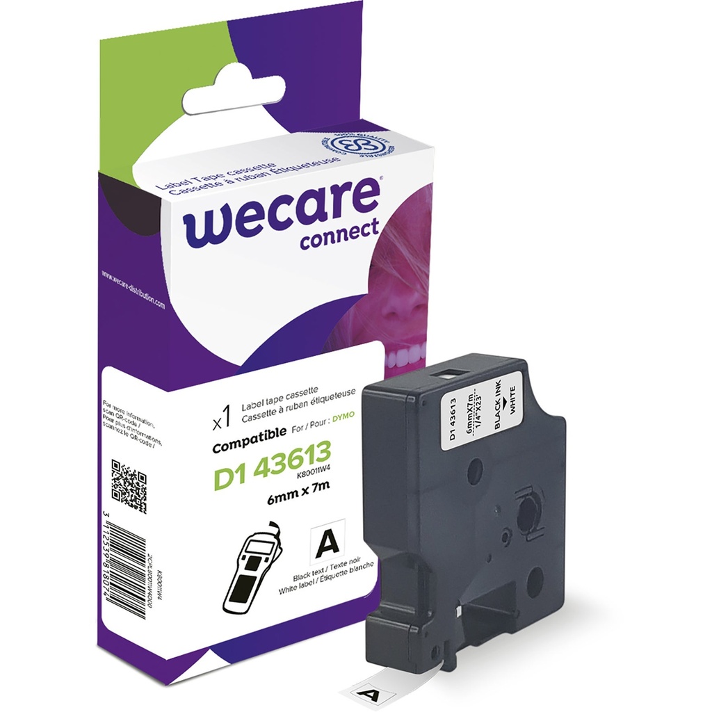Märkband Wecare D1 svart/vit 6 mm 7 Meter