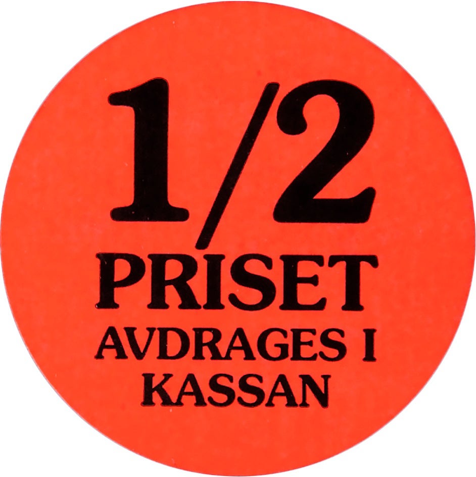 Etikett "Halva Priset" 2000/rl
