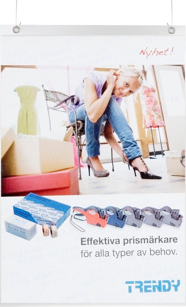 Plastficka frihängande A3 transparent
