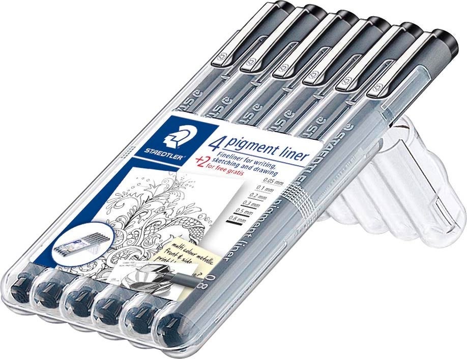 Fineliner Staedtler svart 6 st/fp