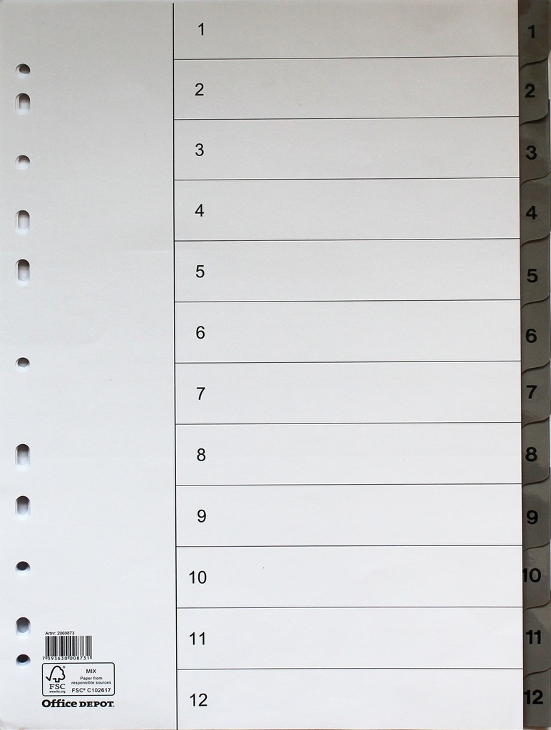 Register flikförstärkt A4 1-12