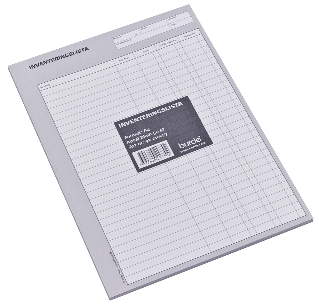 Inventeringslista A4 50blad