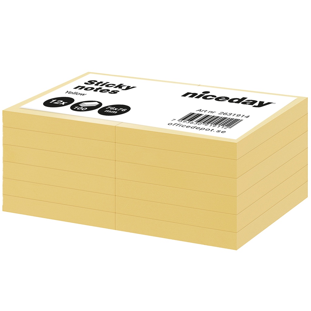 Notis Niceday 76x76 gul 12/fp