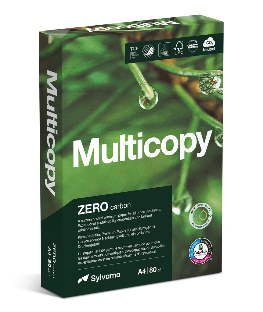 Kopieringspapper Multicopy Zero A4 hålat 80g 500/fp
