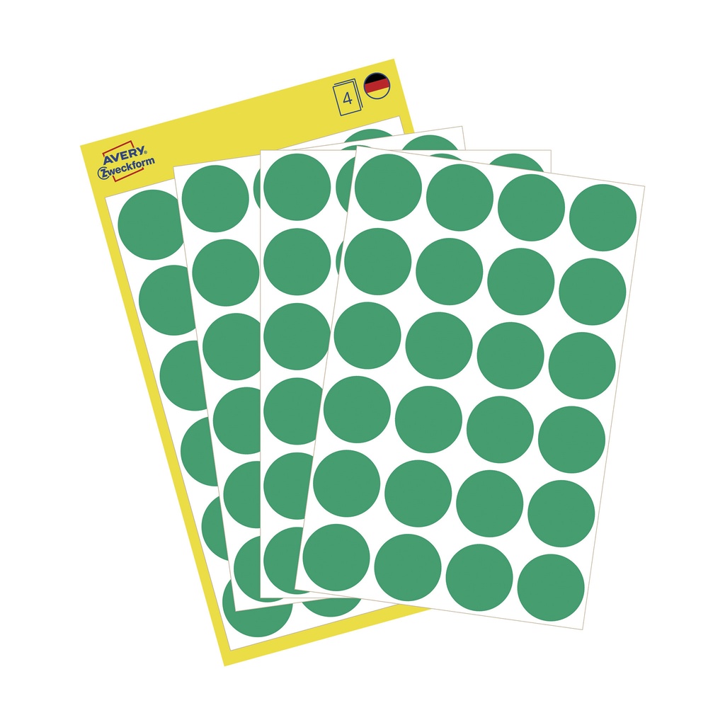 Etikett 18mm rund grön 96/fp
