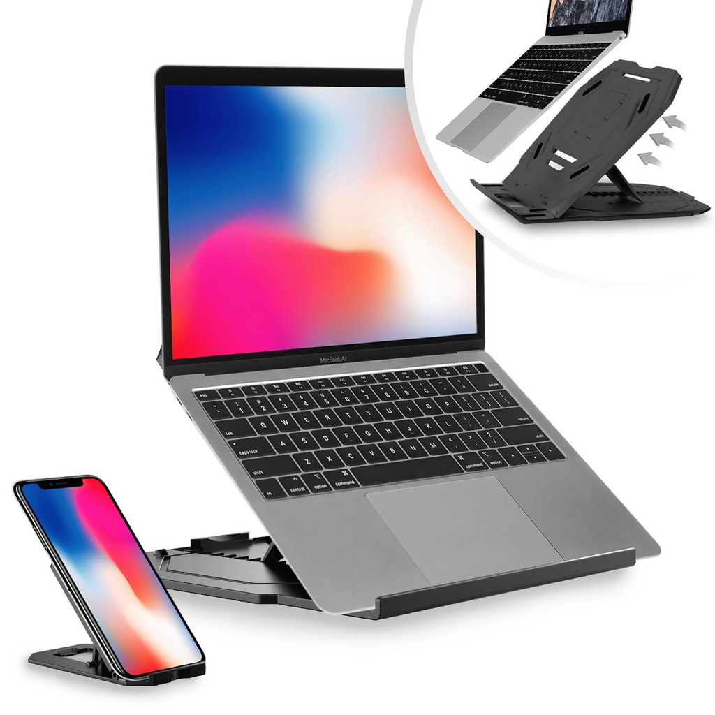 Laptopställ Portabelt 360 Roterbar inkl. mobilställ Svart