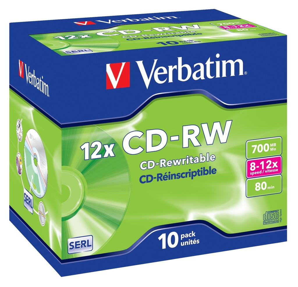 CD-RW Verbatim 8-12x 10/fp