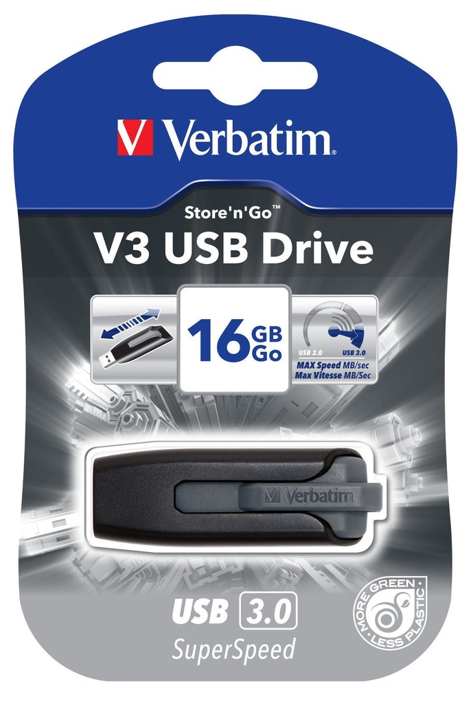 USB 3.0 Verbatim V3 16GB Svart