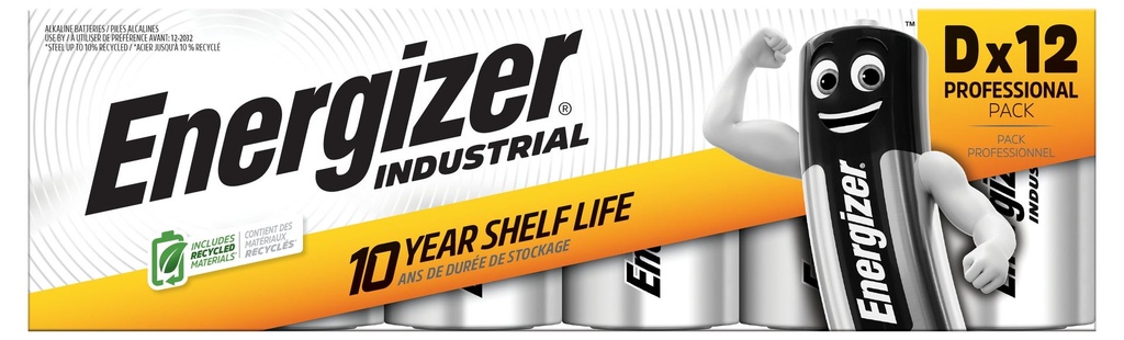 Batteri Industrial Alkaliskt D LR20 Energizer 12-pack