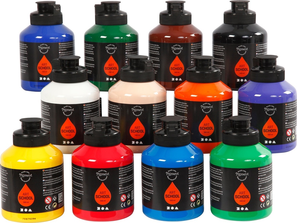 Akrylfärg Pigment 500ml 12st/fp