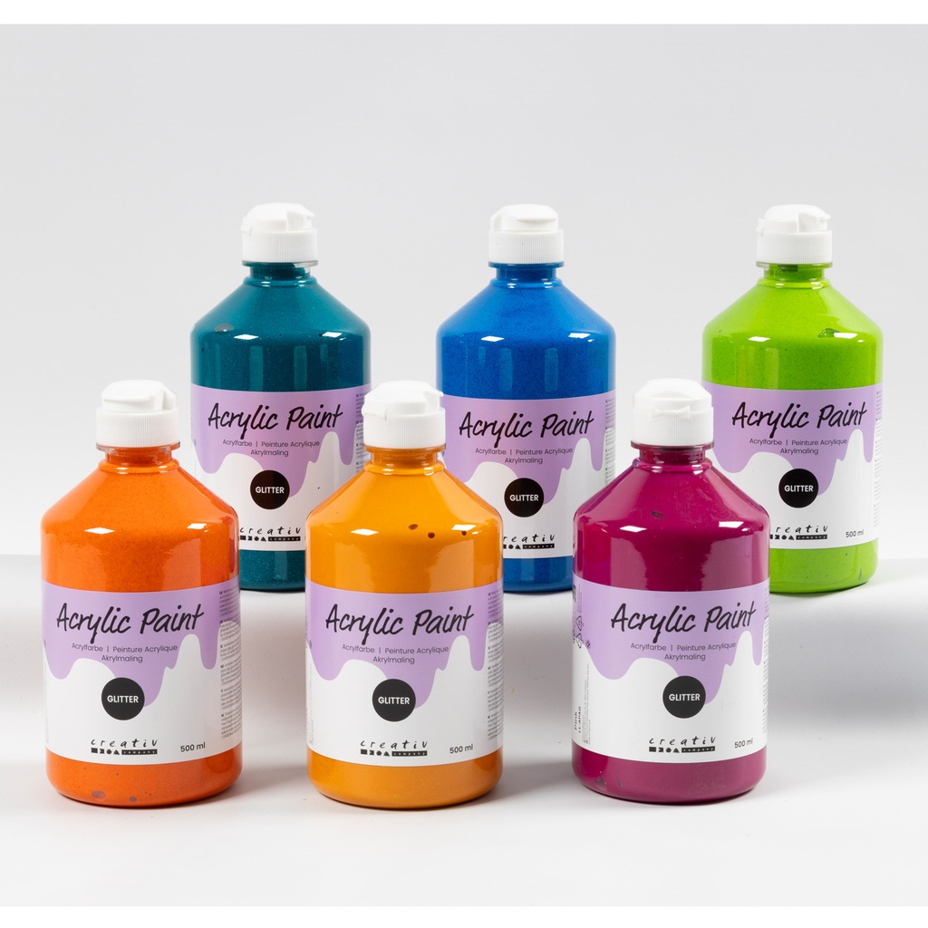 Akrylfärg glitter mix 500ml 6f