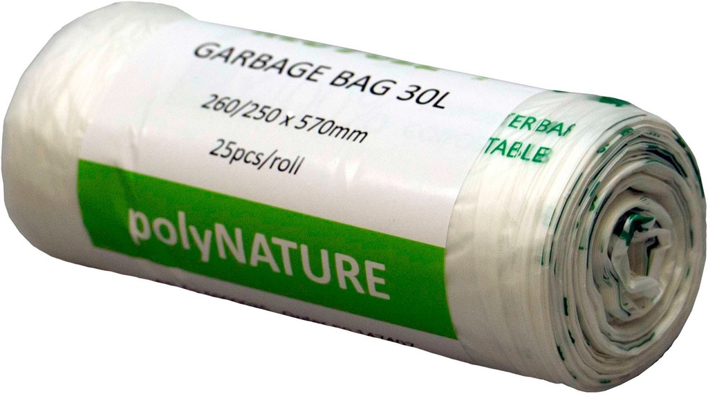Soppåse Polynature 30 liter vit 25/rulle