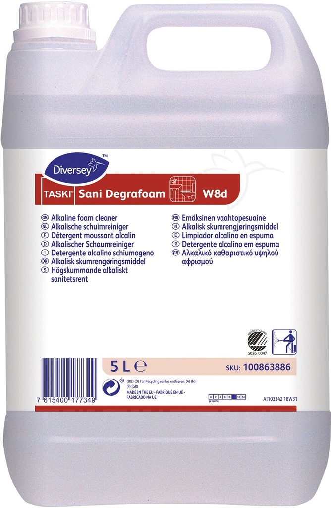 Sanitetsrengöringsmedel Taski Sani Degrafoam W8d 5 liter