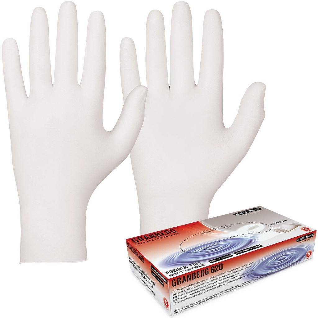 Engångshandskar Magic Touch® puderfria vit nitril Storlek S 100 st/fp