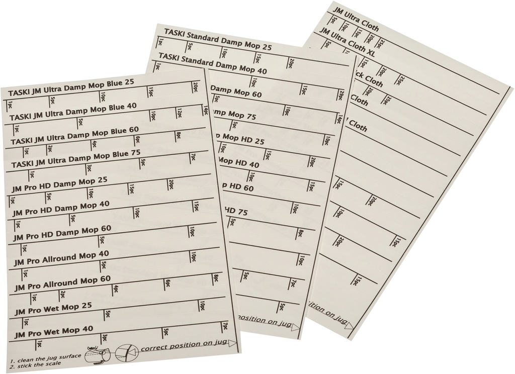 Etikett extra t TASKI måttkann