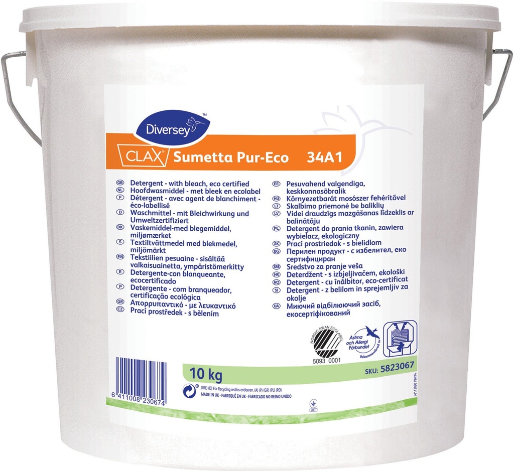 Tvättmedel pulver Clax Sumetta Pur-Eco 10 Kg