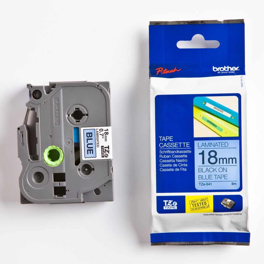 Märkband TZe541 18mm sva/blå