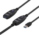 USB 3.0-förlängningskabel Prime Deltaco 10 meter Svart