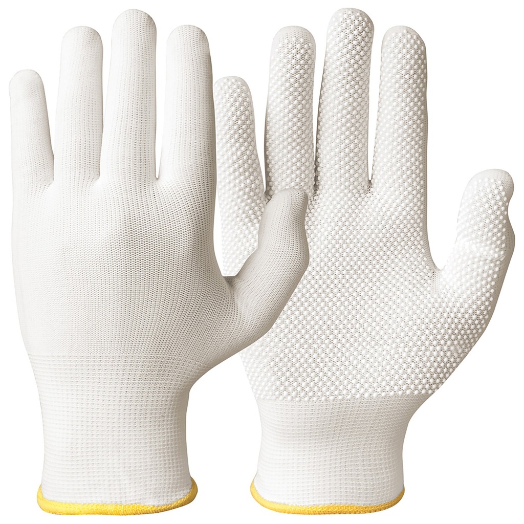 Handske bomull dots vit 7