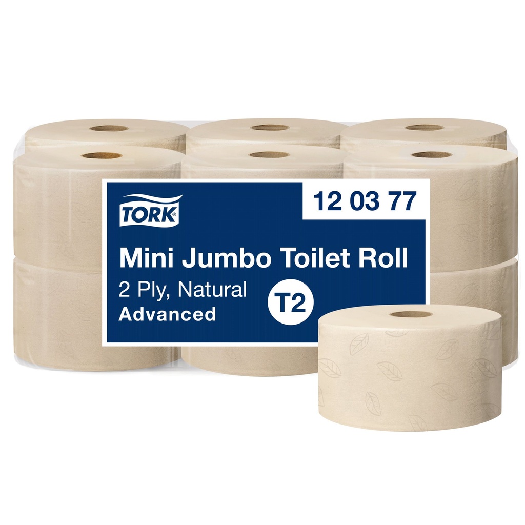 Toalettpapper Mini Jumbo T2 Natur Advanced 12 rullar/trp