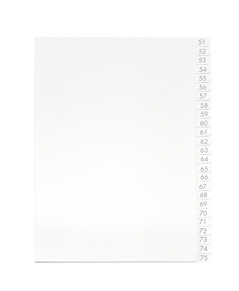Pärmregister A5 51-75 vita med grått tryck 25st/fp
