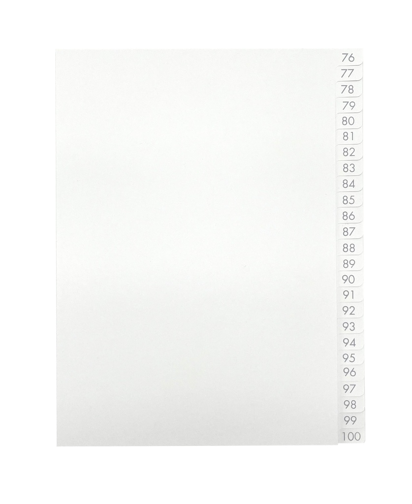 Pärmregister A5 76-100 vita med grått tryck 25st/fp