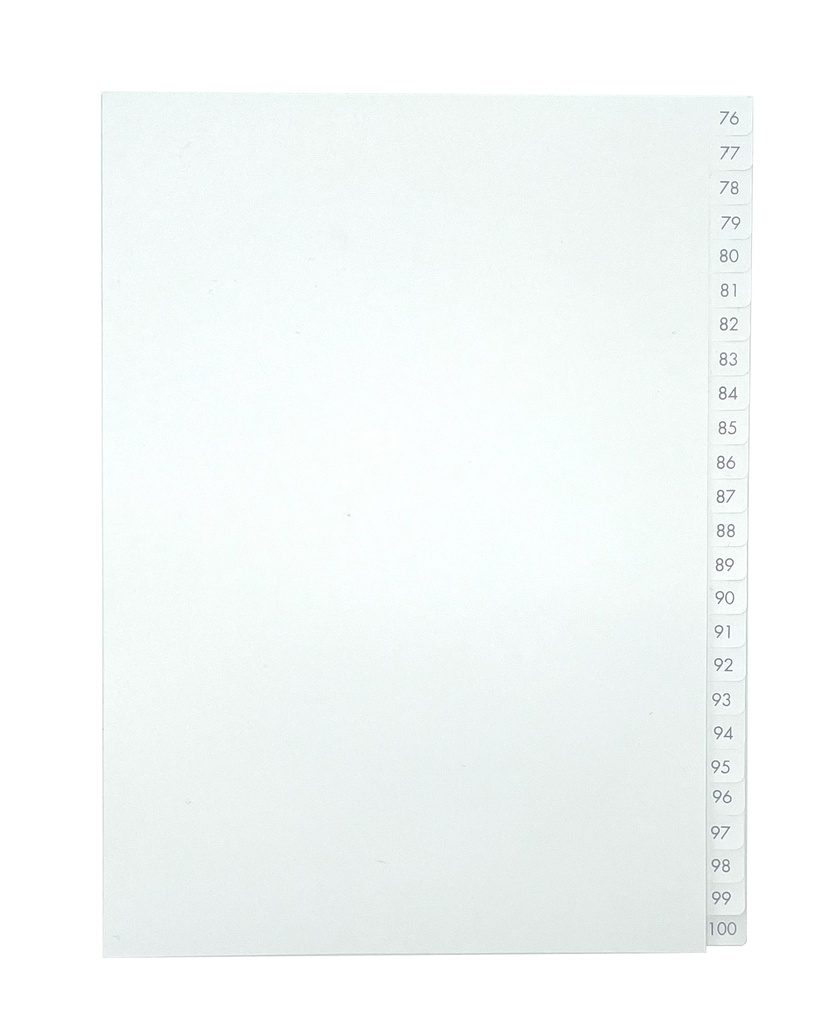 Pärmregister A4 76-100 vita med grått tryck 10st/fp