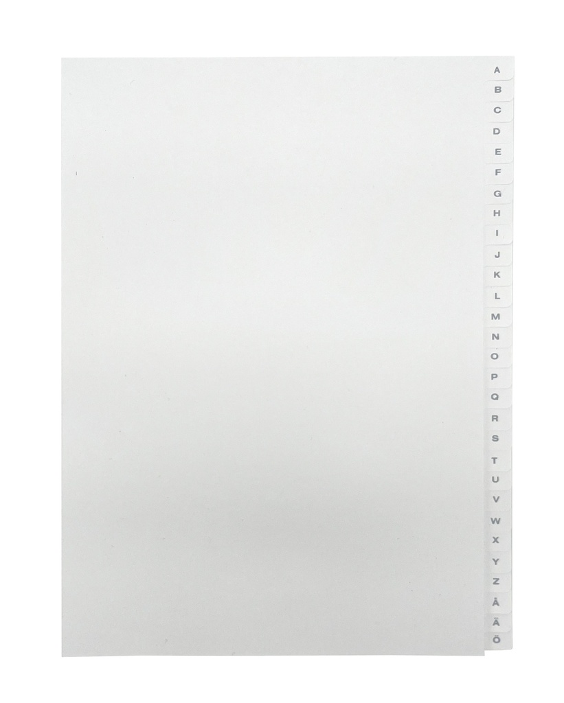 Pärmregister A4 A-Ö vita med grått tryck 10st/fp