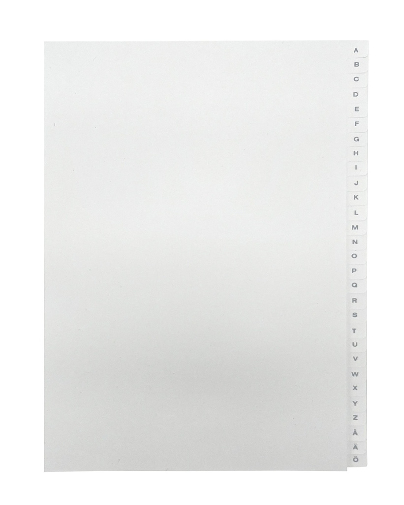 Pärmregister A4 A-Ö vita med grått tryck 10st/fp