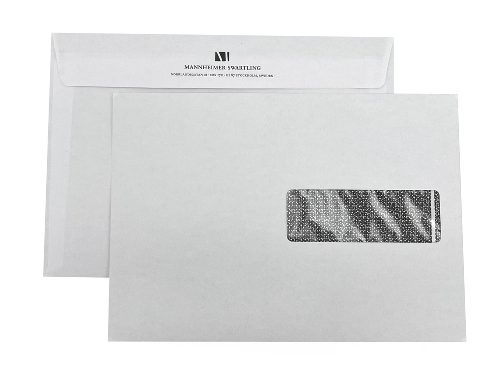 Färdiga kuvert STOCKHOLM Special C5 H3 FH innertryck 0+1 svart 500st/krt  (2677-1+tryck)