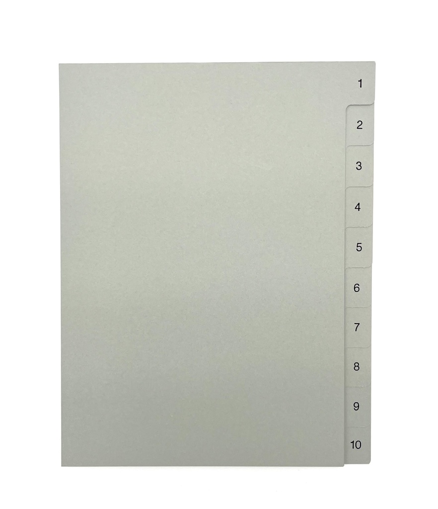 Pärmregister A5 under 1-10, grå med svart folie 15st/fp