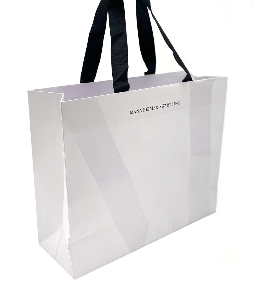 Papperskasse vit, svart sidenband 38x31x13 cm 100st/krt