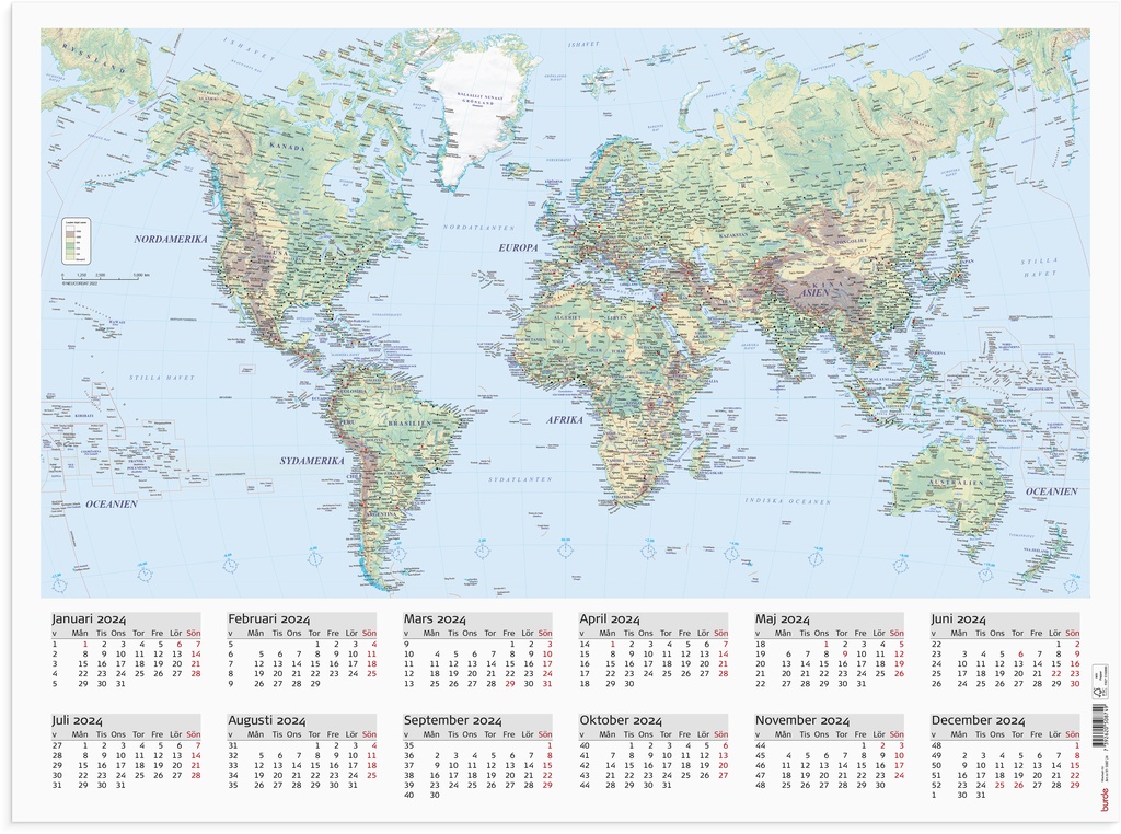 Väggblad Världskarta 2024