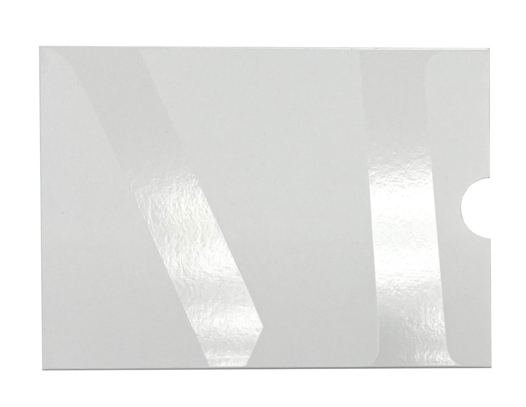 Slidekuvert C6 vita med particiell UV-lacks logo (finns A6 kort till detta kuvert)