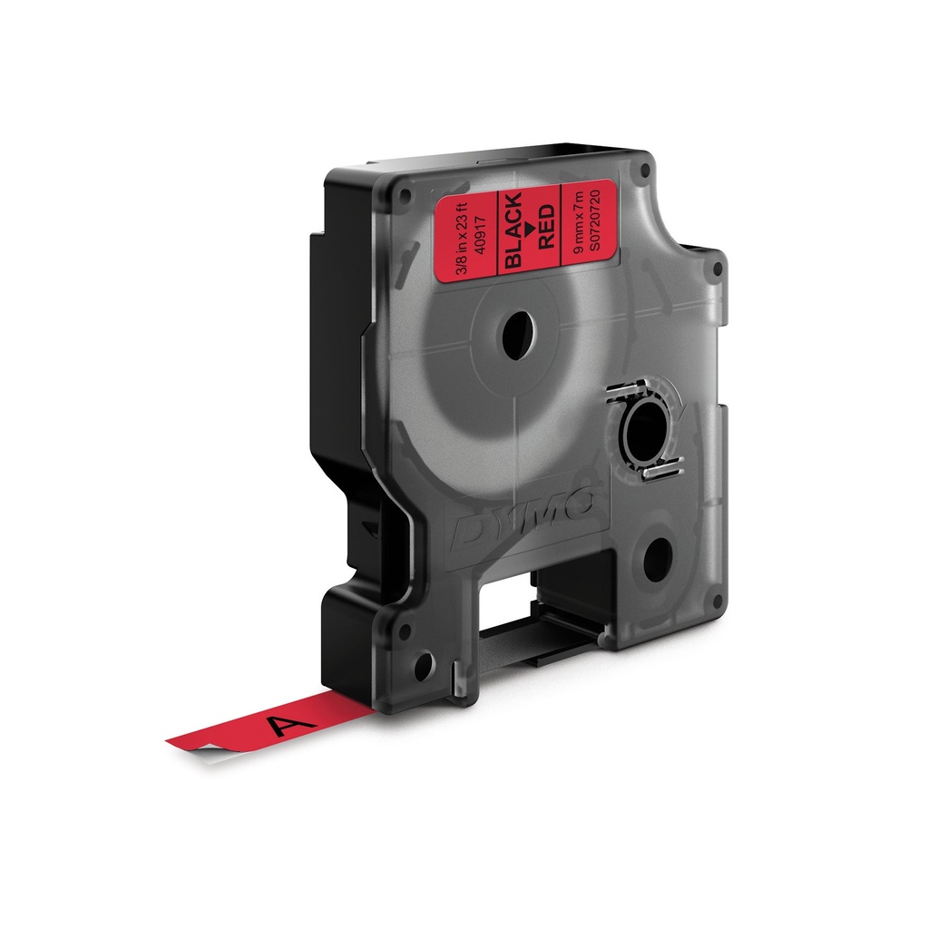 Märkband Dymo D1 svart/röd  9 mm