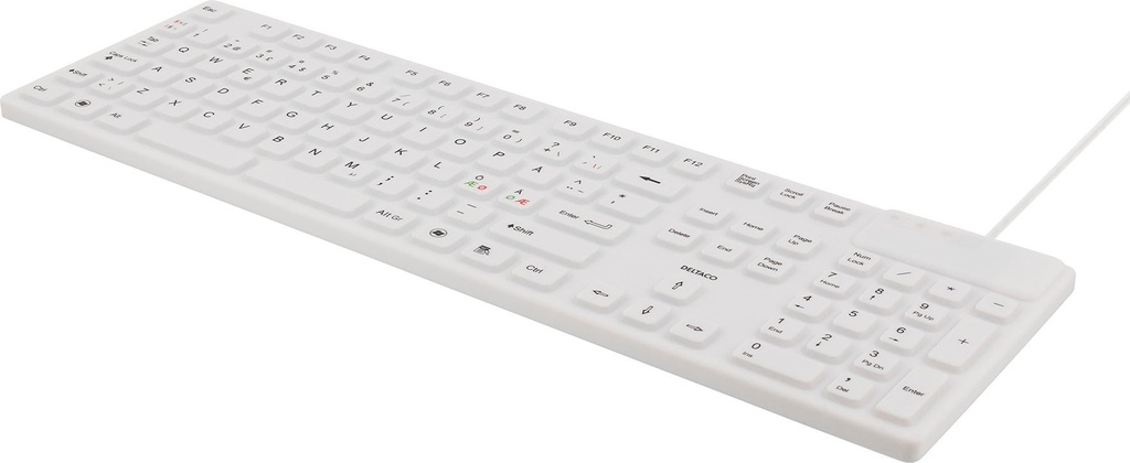 Tangentbord IP68 silikon Vit Deltaco