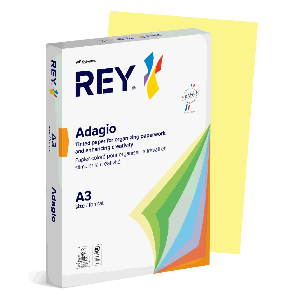 Färgat kopieringspapper Rey Adagio A3 80g 500/fp Canary
